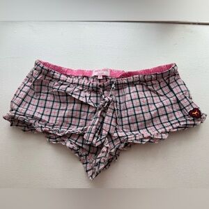 PINK Victoria's Secret Plaid Sleep Shorts - Pink and White